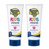Banana Boat Kids Mineral Sunscreen Lotion twin pack bottle set for family sun protection.