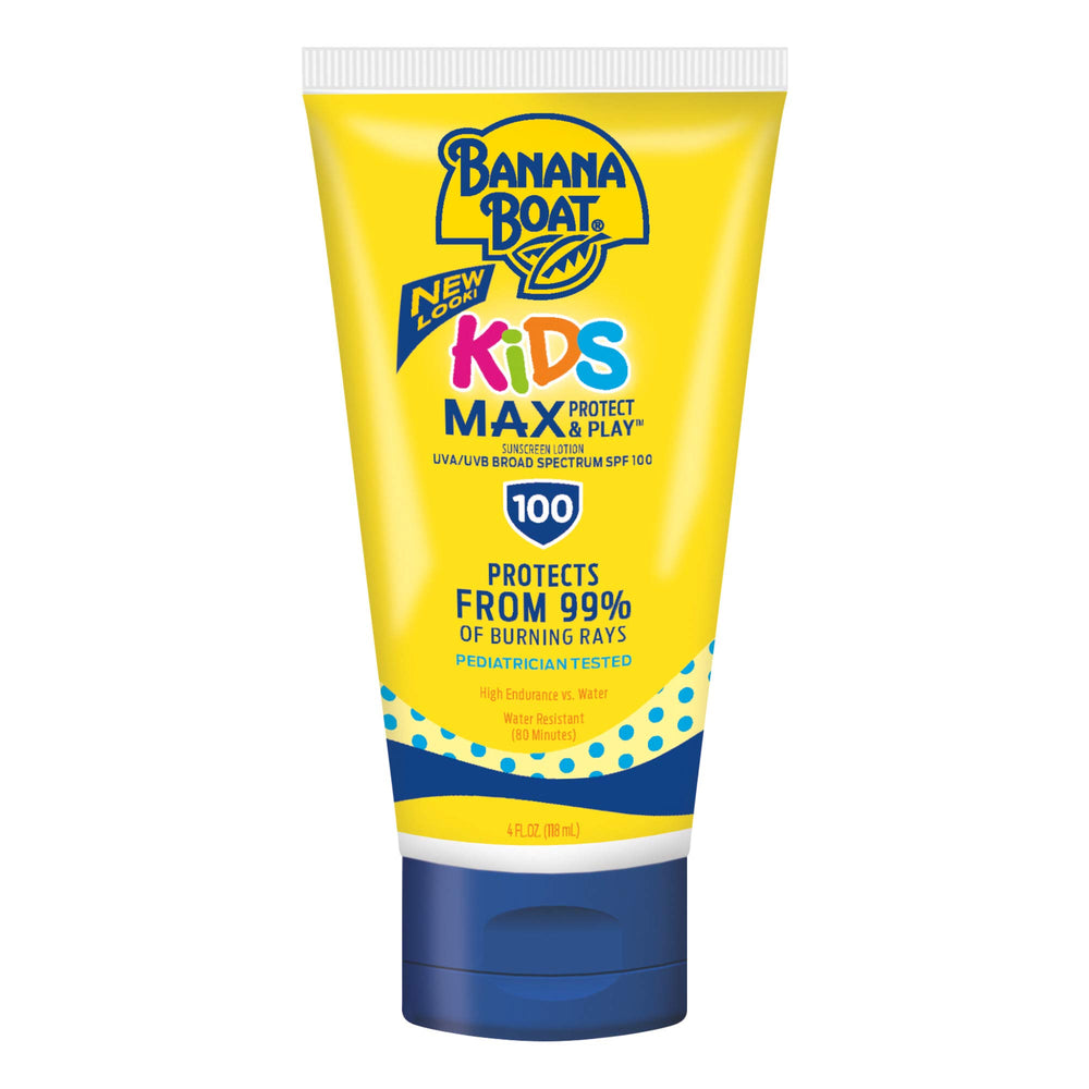 Banana Boat Kids loción SPF100 en botella para protección duradera al exterior