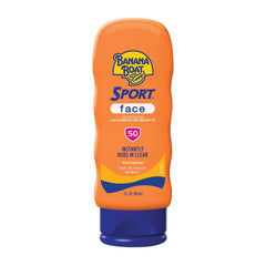 Banana Boat Sport Face SPF 50 bottle applying smoothly with no white residue
