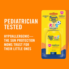 Banana Boat Sport Kids sunscreen stick displaying SPF 50 label