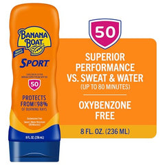 Banana Boat Sport Ultra SPF 50, aplicación rápida, queda la piel clara.