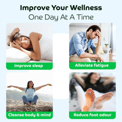 Bandoo Foot Pads applied before bed for a convenient self-care routine.