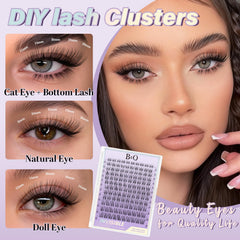 B&Qaugen Flora Lash Clusters application tweezers guide precise placement.
