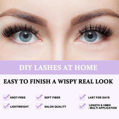 B&Qaugen Lash Clusters wispy texture for realistic extensions.