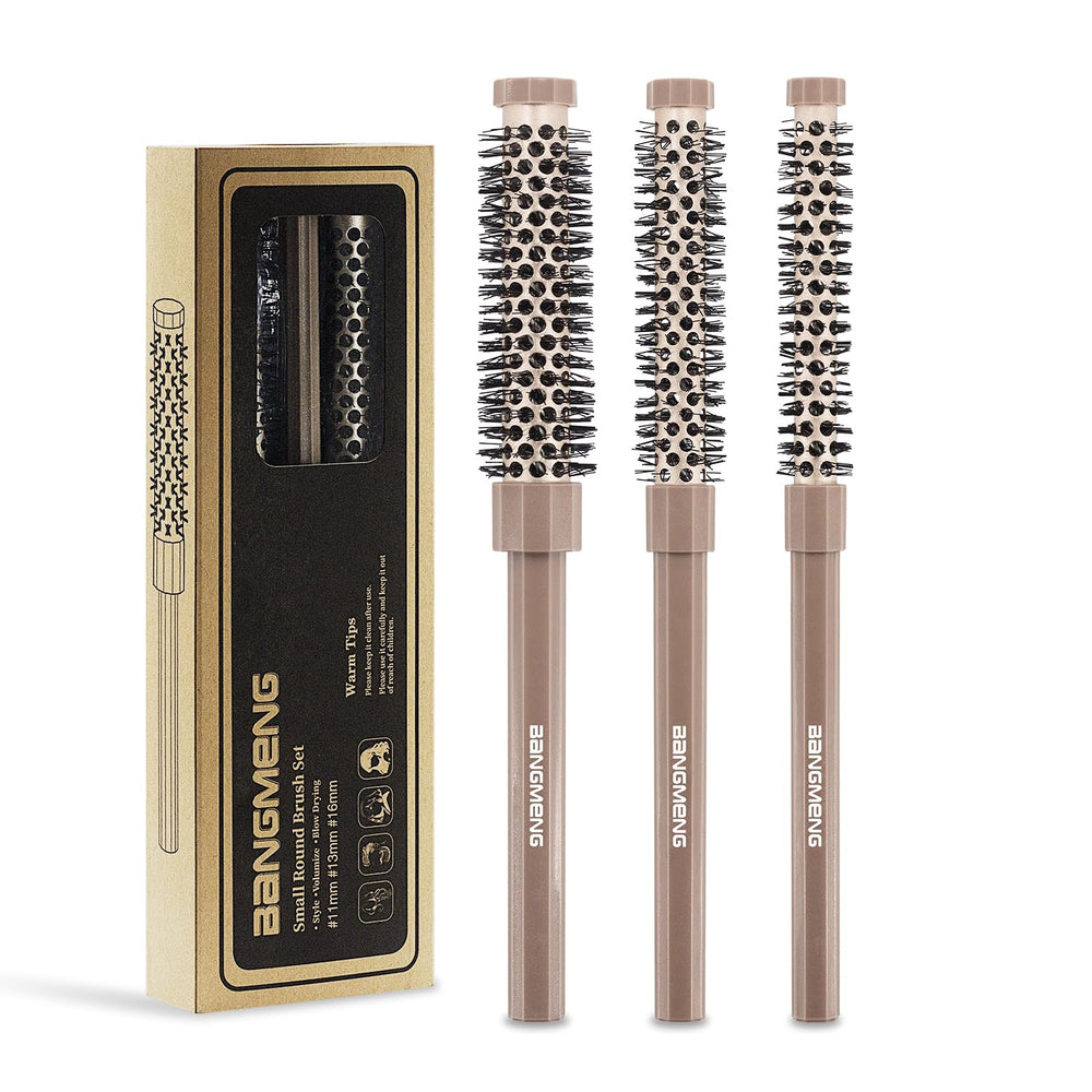 Bangmeng 3-piece round brush set for versatile styling and travel convenience.