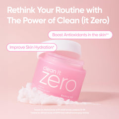 BANILA CO Clean It Zero Original texture-sherbet highlights melt-into-oil cleansing for heavy makeup.