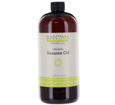 Banyan Botanicals sesame oil bottle provides rich moisture for body and scalp