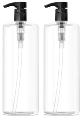 Bar5F empty shampoo bottle with pump 32oz, clear for easy visibility.