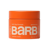 Barb Soft Clay Pomade bottle front for premium styling and quick recognition
