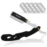 BarbaQo Straight Razor in a hero shot highlighting durable stainless steel for precise shaving.