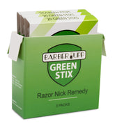 BARBERUPP Green Stix 3-pack in-hand for quick nick relief during shaving
