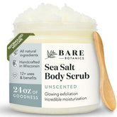 Bare Botanics unscented scrub jar for exfoliation and radiant skin