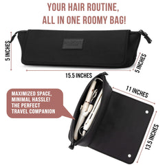 Barefoot Caribou travel bag open top reveals organized interior for cords, clips, and tools.