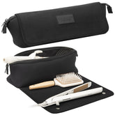 Barefoot Caribou travel bag outer view showcases compact 2-in-1 design for on-the-go styling tools.