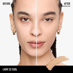BarePro swatch demonstrates reduced visible pores and refined texture