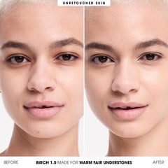 bareMinerals Complexion Rescue Stick swatch demonstrates buildable coverage with a luminous finish.