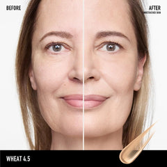 bareMinerals Complexion Rescue swatch on skin shows sheer to light coverage for dewy glow