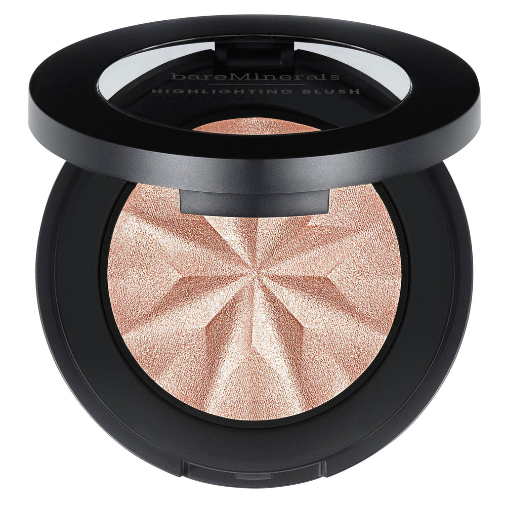 bareMinerals Gen Nude Highlighting Blush Opal Glow compact reveals silky, luminous texture.
