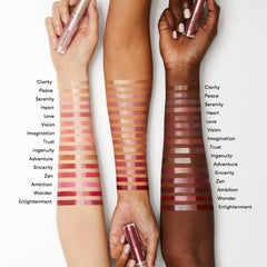 bareMinerals Mineralist Lip Gloss-Balm Love application shows non-sticky finish.