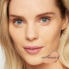 bareMinerals foundation texture during application — silky, lightweight, breathable finish.
