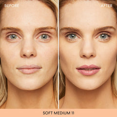 bareMinerals Original loose powder foundation swatches on skin show buildable coverage.