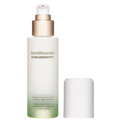 BareMinerals Skinlongevity serum bottle front showing barrier support and daily hydration