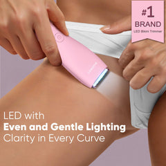 Ceramic replaceable blade keeps trimming sharp and skin-friendly.