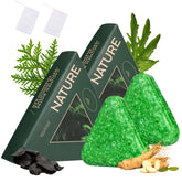 barra champu triangular natural en mano, agarre comodo para la ducha.