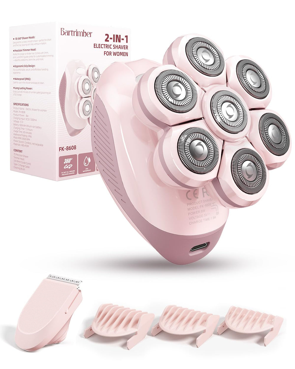 Bartrimber 7D shaving head close-up showing precise, smooth shaving capability