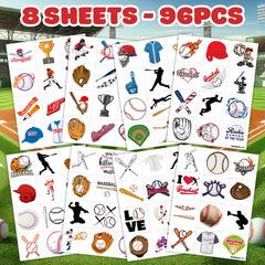 Baseball tattoos 96PCS sheet 3 ideal for birthday decorations and games