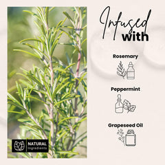 Bask & Lather rosemary-mint ingredients layout highlights aromatic scalp care