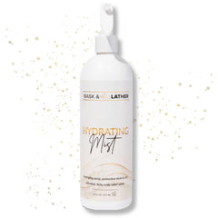 BASK & LATHER Hydrating Hair Mist bottle for detangling and scalp relief during daily styling
