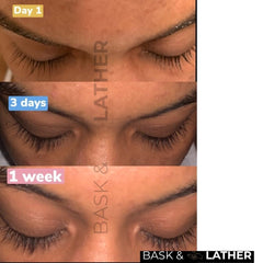 Serum Bask y Lather define las cejas con fórmula suave.