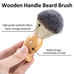 Bassion wood-handle shaving brush close-up for luxurious wet-shaving prep