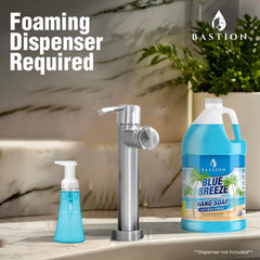 Bastion Blue Breeze hands washing action demonstrates gentle, moisturizing cleansing.