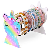 Basumee headband holder front view showing organized headbands.