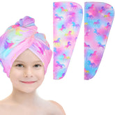 Basumee toalla de microfibra para cabello con unicornio, secado más rápido para niños.