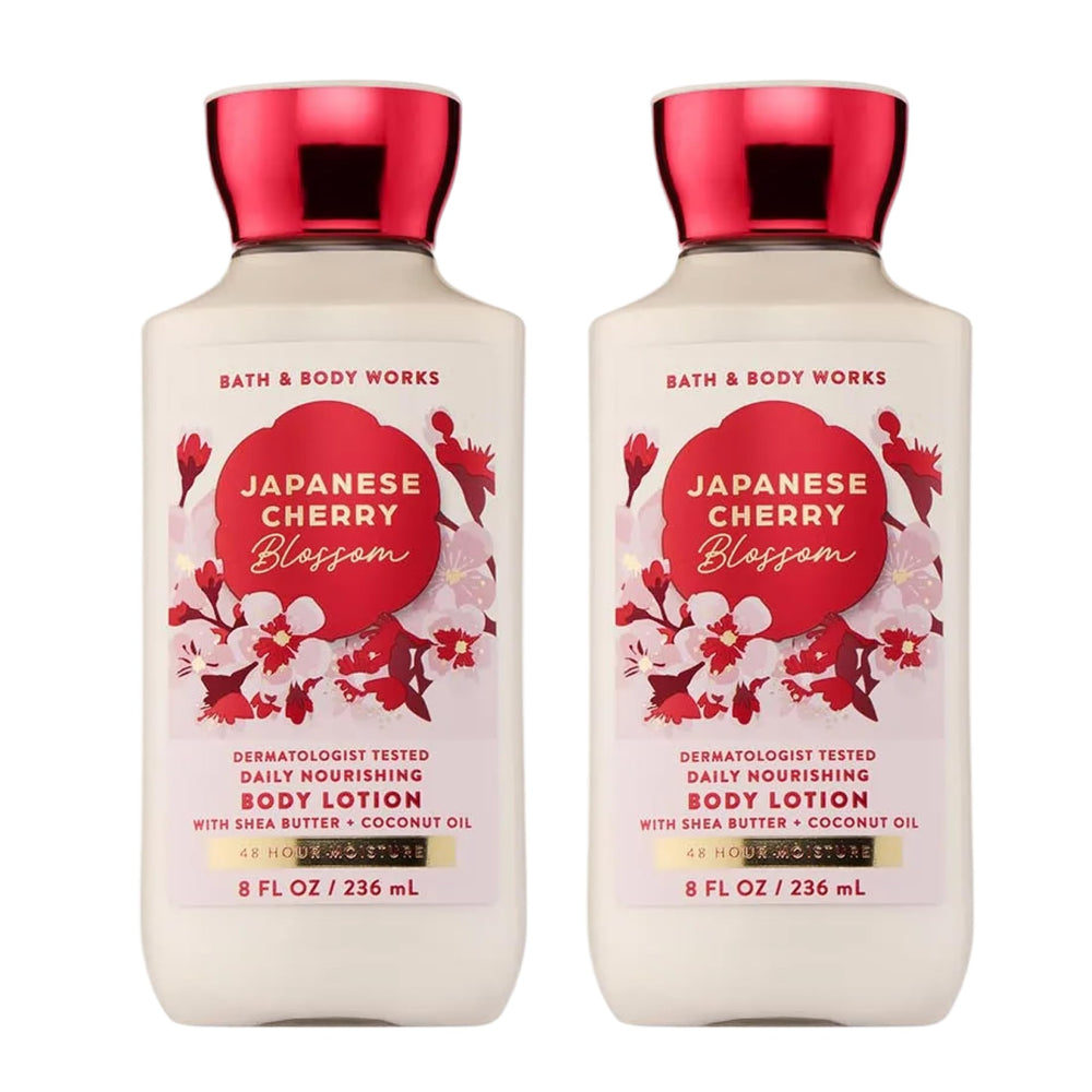 Loción corporal Bath & Body Works Japanese Cherry Blossom en botella elegante para uso diario.