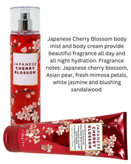 Bath & Body Works Japanese Cherry Blossom 2-piece set box display, gift-ready packaging.
