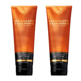Bath & Body Works men's body cream mahogany teakwood bottle close-up showing hydration benefits