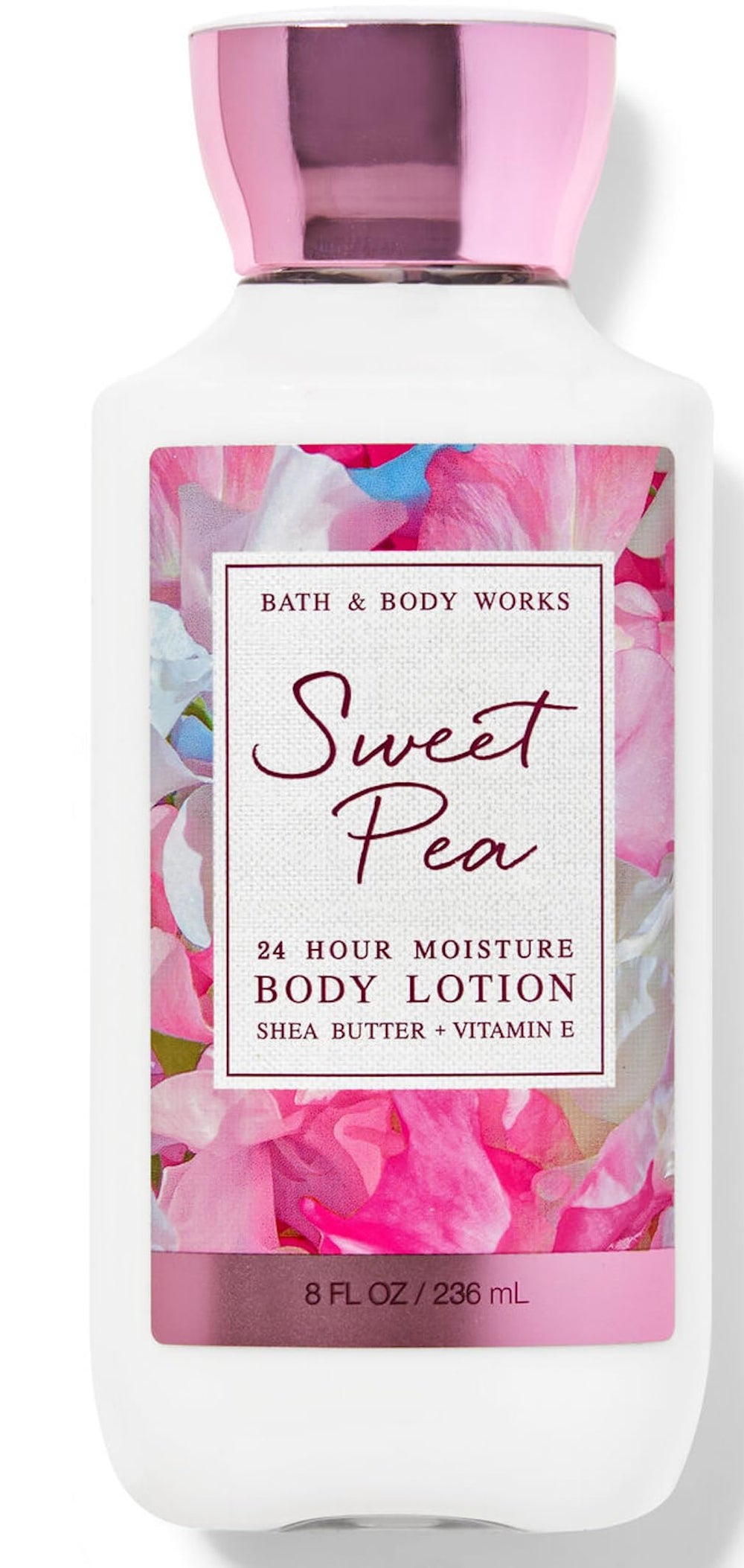 Loción Bath & Body Works Sweet Pea para cuerpo y manos, hidratación suave y absorción rápida.