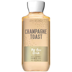Bath & Body Works Champagne Toast: botella vertiendo, lavado diario suave con fragancia burbujeante.