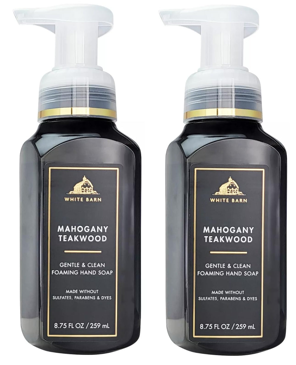 Bath & Body Works Gentle Foaming Hand Soap Mahogany Teakwoods bottle offers soft foam and light fragrance.