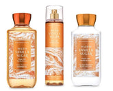 Bath & Body Works Warm Vanilla Sugar shower gel being poured for a refreshing cleanse.