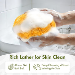 Bathway esponja de ducha malla africana para una limpieza profunda y espuma abundante.