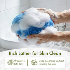 Bathway esponja lufa texturada con malla densa para espuma abundante.