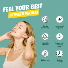 Batiste Cherry dry shampoo between washes for quick refresh.