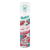 Batiste Cherry dry shampoo bottle with powdery formula, refreshing roots and adding texture.