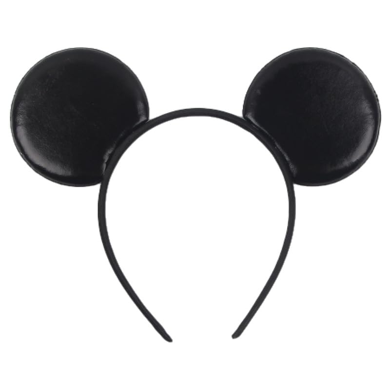 Batsysm diadema con orejas de ratón negras en PU ideal para fiestas y fotos