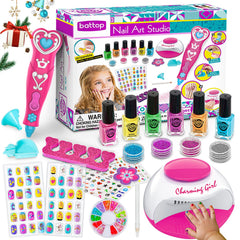 BATTOP kids nail polish set with nail dryer for playful at-home nail art.